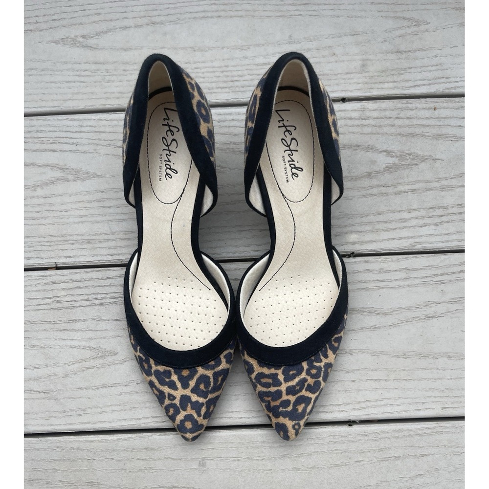 Lifestride Soft System Leopard Low‎ heel Pointed Toe Pump Size 8.5M